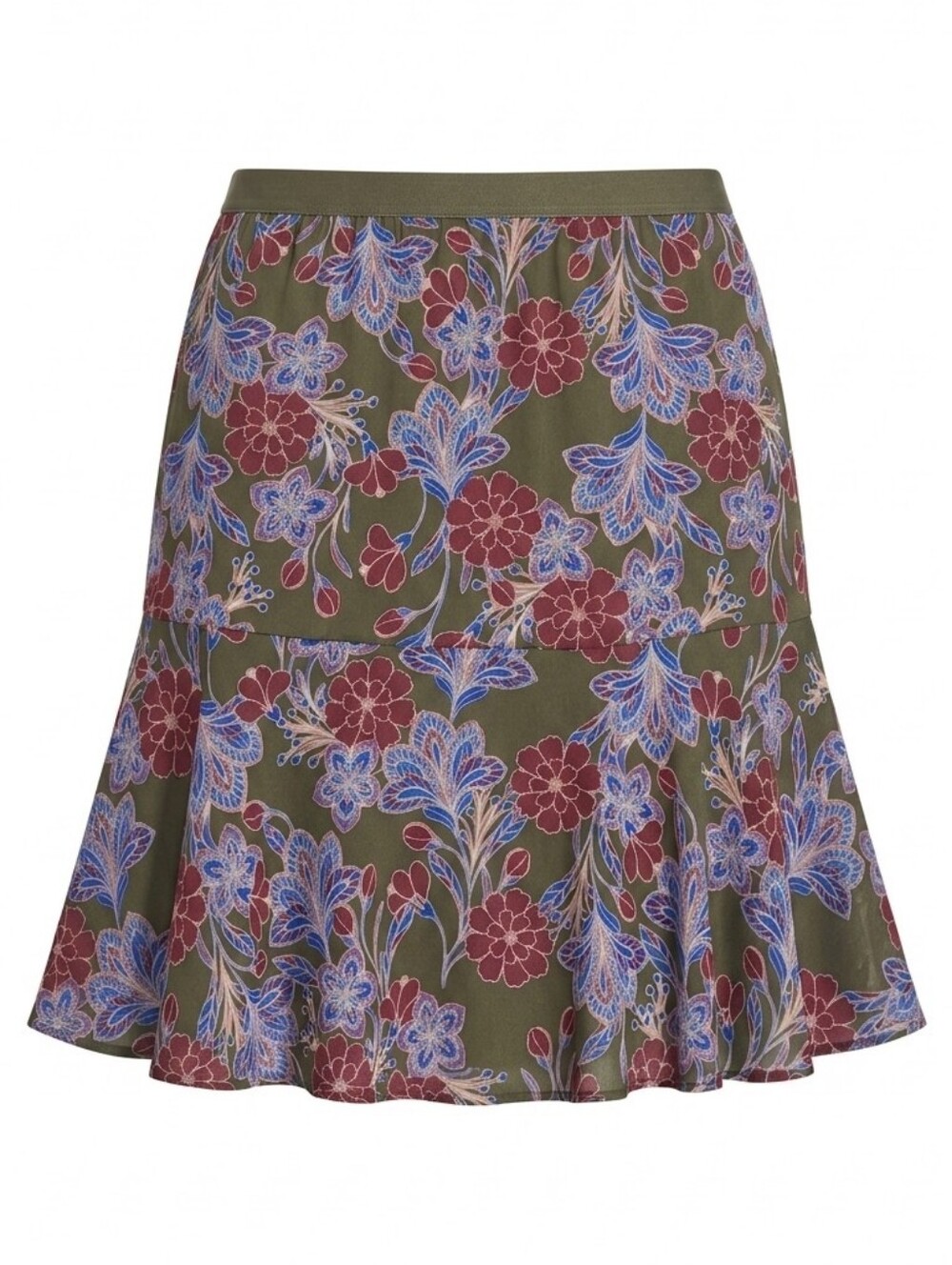 3/$20 Joe Fresh Floral Trumpet Skirt Pull On Flare Green Purple Womens Medium